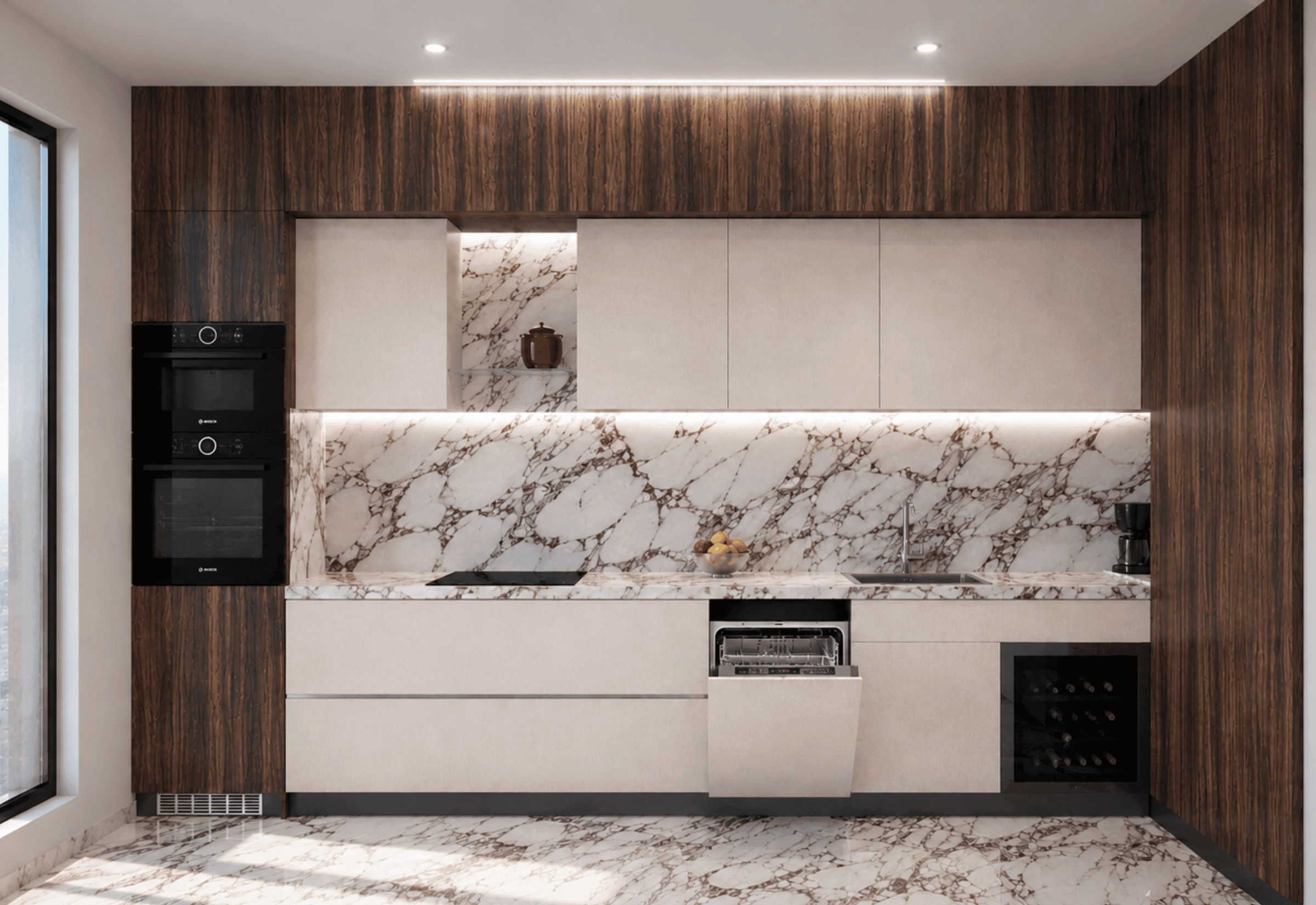 Photorealistic render of kitchen